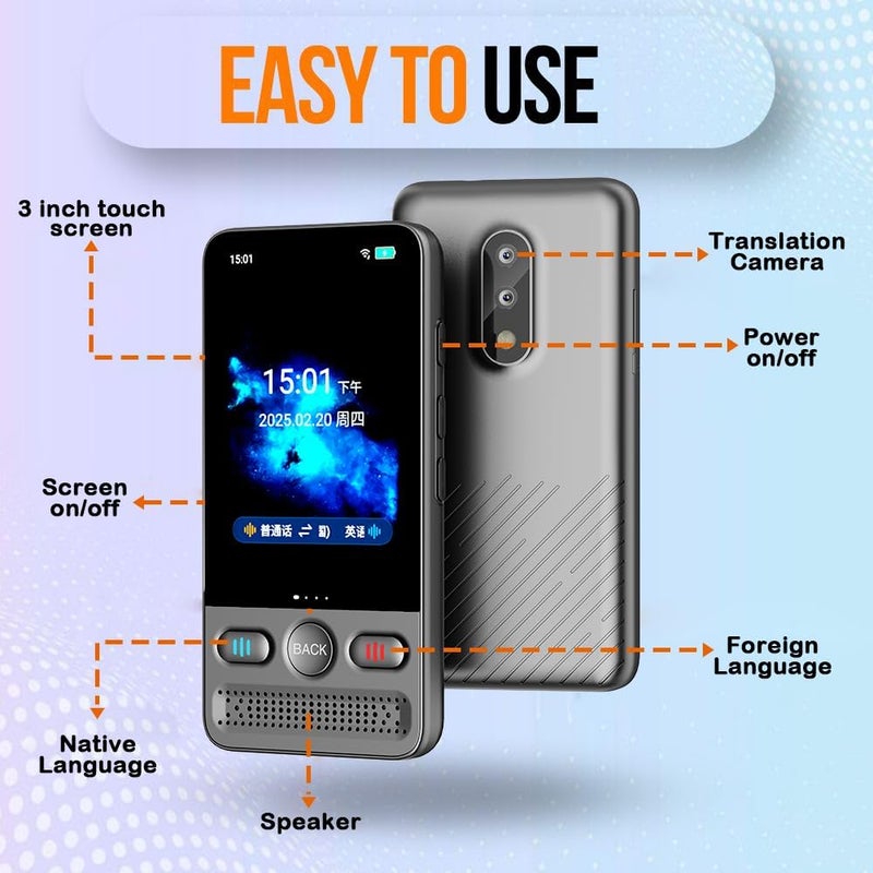 Herpla Language Translator Device, Voice/Text Bidirection Word Translator, 138 Languages Online/Offline Translator For business And Learning - Image 2